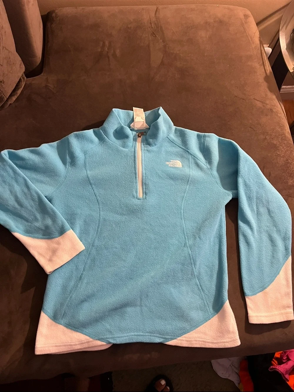 The North Face Light Blue & White Kids Half‑Zip Fleece Pullover